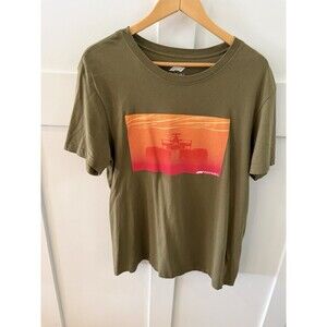 Men’s Authentic F1 Formula One Army Green Ombré Short Sleeve Tee Ringer Sz Large